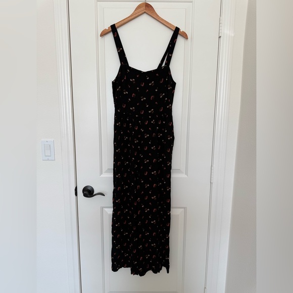 Madewell Smocked Crop Jumpsuit Sleeveless Black Ditzy Floral Toss Whimsigoth 6 - Picture 7 of 13